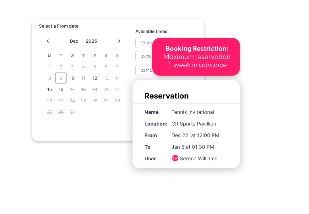 Booking Restrictions by Location Reservation Overview