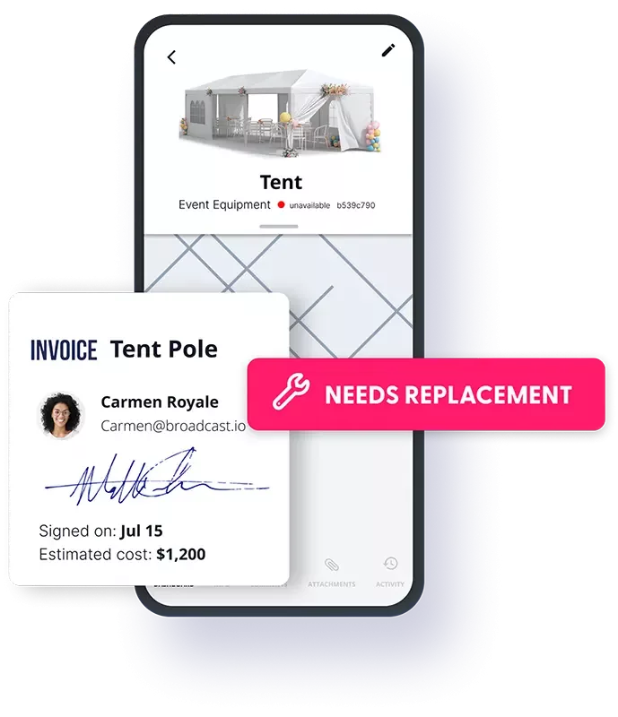 Events: post-event equipment invoice
