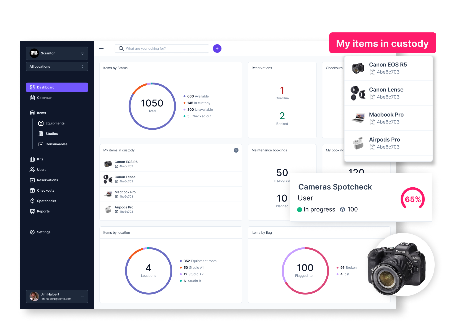 Cheqroom software dashboard