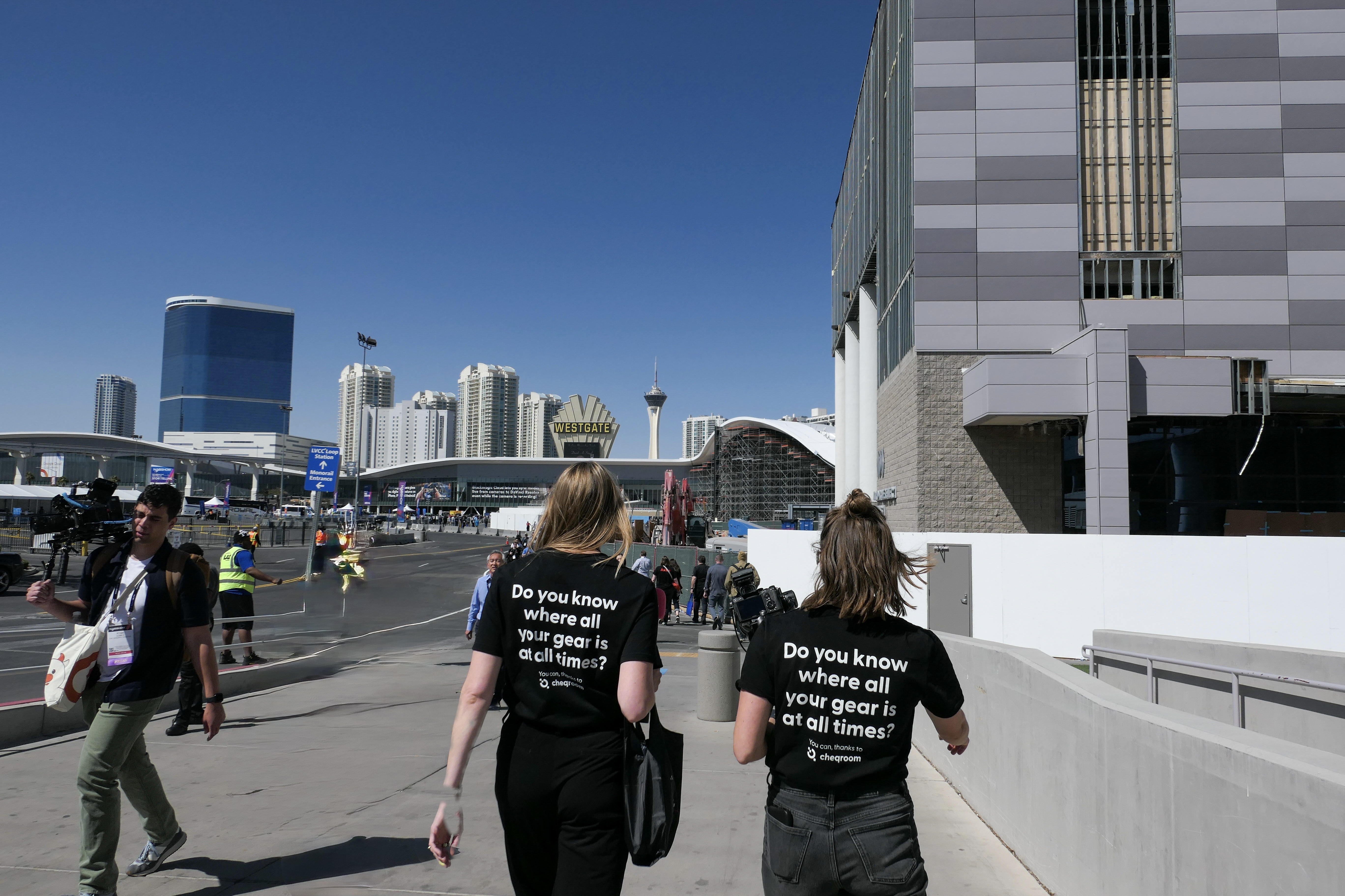 NAB 2025 Claire and Marie walking toward Westgate 2