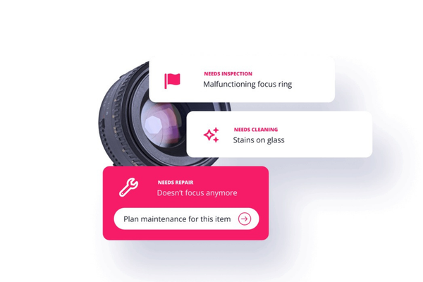 Asset maintenance format for a camera lens