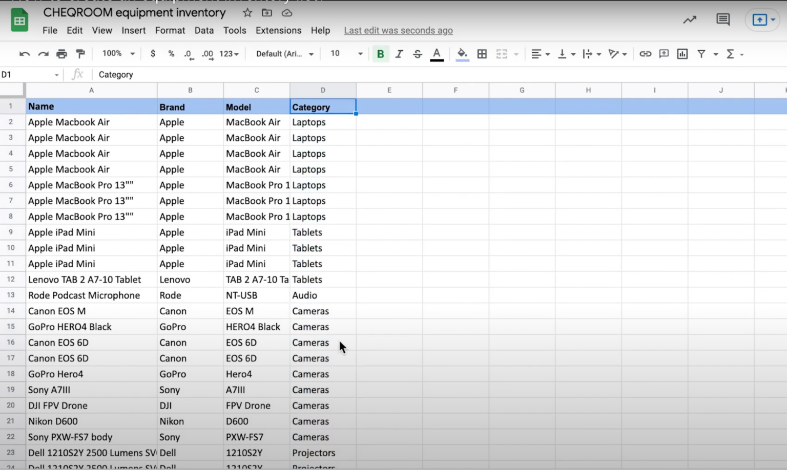 How to create an equipment inventory list Cheqroom