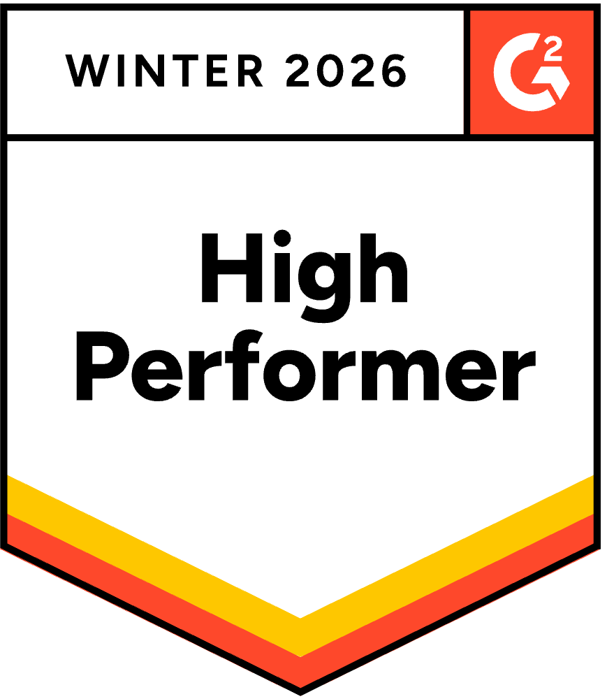 G2 High Performer badge for Cheqroom Consulting Services, Winter 2026, highlighting expertise in system optimization and automation.